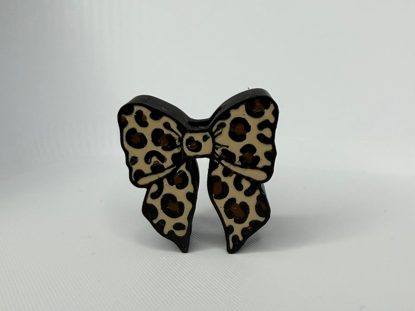 Leopard Bow Straw Topper
