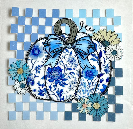 Blue Floral Pumpkin
